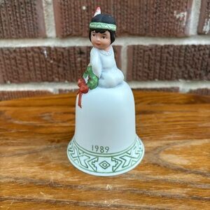 Vintage 1989 Gregory Perillo Little Indian Princess Porcelain Christmas Bell